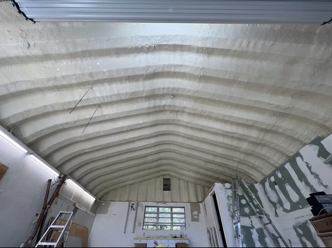 Spray polyurethane foam applied to the underside of a metal roof deck in Bear Valley Springs